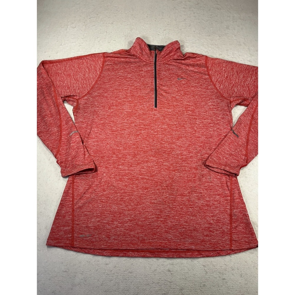 Nike Dri Fit Running Element Top Womens XL Red Logo Thumbhole Sleeve Quarter Zip
